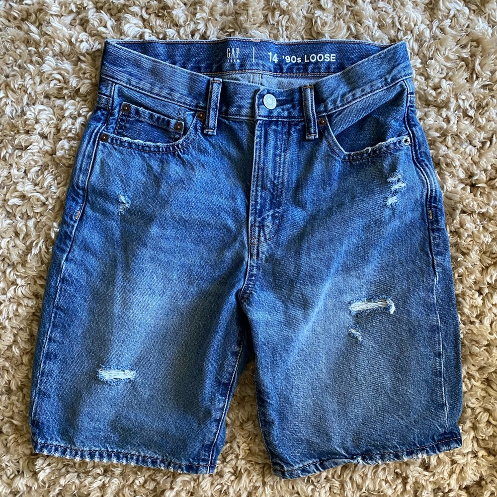 GAP Teen denim shorts distressed 90s loose fit size 14